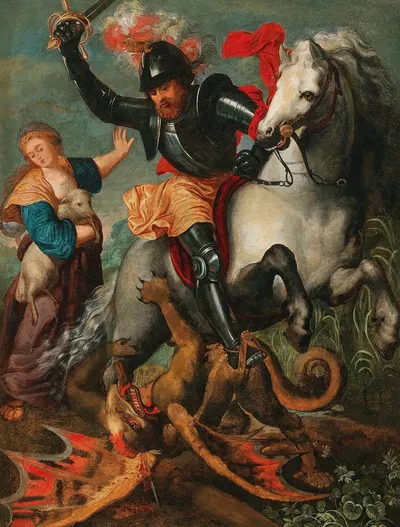 Saint George killing the Dragon by Томас Виллеборц Босхаерт — digital art print download