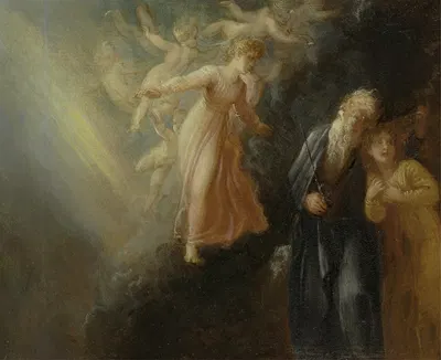 Prospero, Miranda and Ariel, from 'The Tempest,' Act I, scene ii by Томас Стотард, 1799 — digital art print download