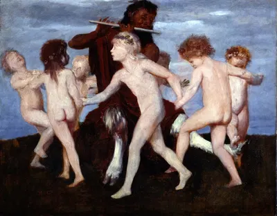Pan Dancing with Children by Arnold Böcklin — digital art print download
