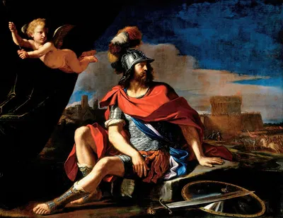 Mars with Cupid by Guercino, 1649 — digital art print download