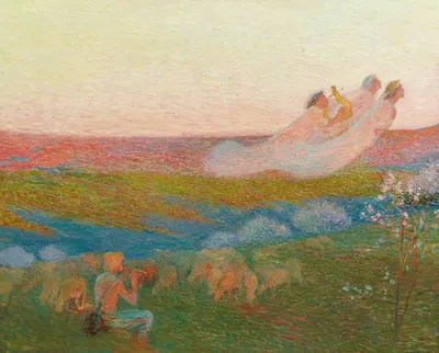 Berger et ses trois muses by Анри Мартен — digital art print download