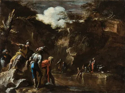 Scene from Greek history; Thales causing the river to flow on both sides of the Lydian army by Сальватор Роза — digital art…