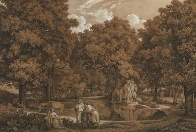Аркадный пейзаж с тремя фигурами у озера by Иоганн Кристиан Рейнхарт, 1792 — digital art print download