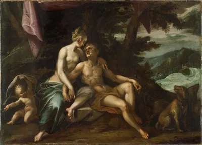 Venus and Adonis by Hans von Aachen — digital art print download