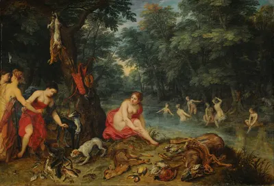 Nymphs bathing by Ян Брейгель Старший, 1585-1625 — digital art print download