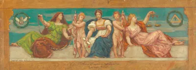 The Common Law, Study for Left Panel of 'The Reign of Law,' Frieze for Appellate Court, New York by Кеньон Кокс, 1898 —…