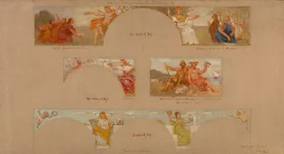 Sketches for a Decoration of a Private Library 'B' by Кеньон Кокс, 1894 — digital art print download