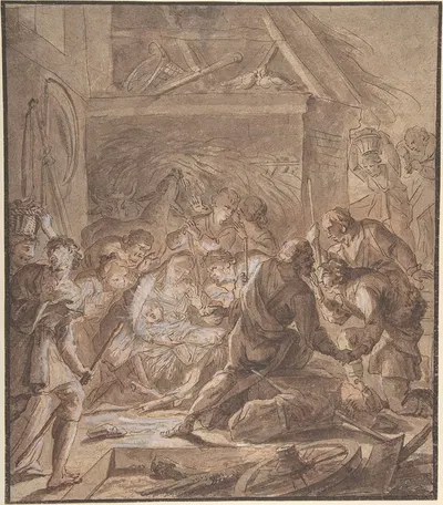 Adoration of the Shepards by Johann Daniel Preissler — digital art print download