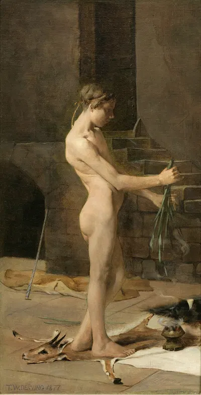 The Sorcerer's Slave by Thomas Wilmer Dewing, 1877 — digital art print download