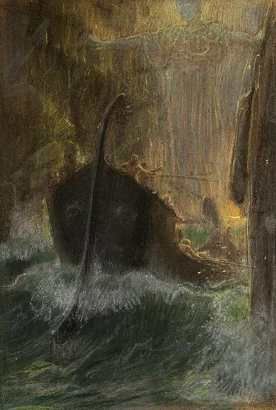 Zwischen Skylla und Charybdis by Adolf Hirémy-Hirschl, 1910 — digital art print download