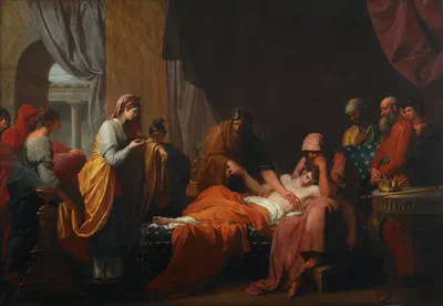 Erasistratus the Physician Discovers the Love of Antiochus for Stratonice by Benjamin West, 1772 — digital art print download