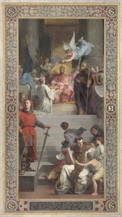Les ambassadeurs de Haroun al Rashid offrent les clefs du Saint Sépulcre à Charlemagne by Анри Леопольд Леви — digital art…