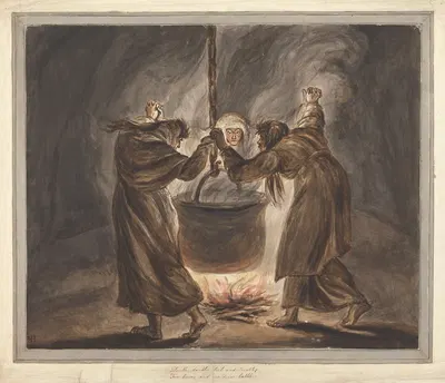The Three Witches from Macbeth; Double, Double, Toil and Trouble by Мэри Хоар, 1781 — digital art print download