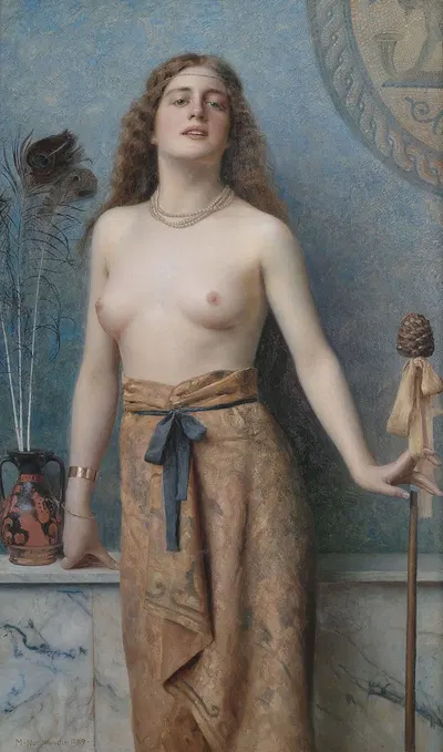 Young bacchante with thrysos staff by Макс Нонненбрух, 1899 — digital art print download