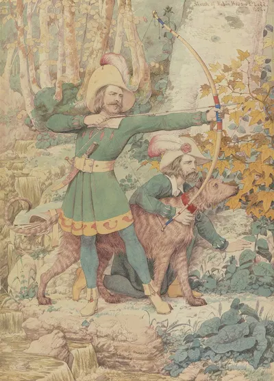 Sketch of Robin Hood by Ричард Дадд, 1852 — digital art print download