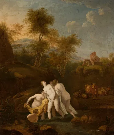 Bath of nymphs by Кристиан Вильгельм Эрнст Дитрих, 1763 — digital art print download