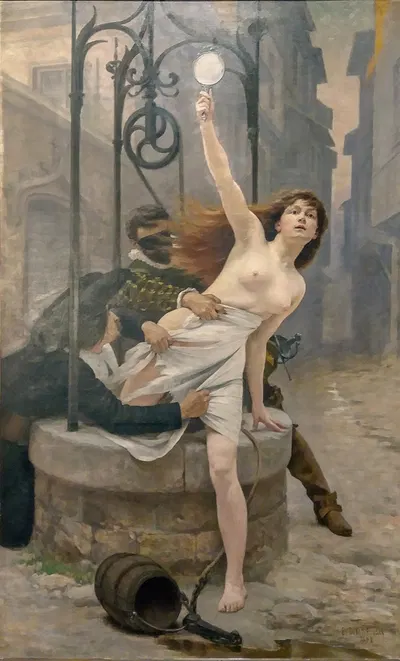 Truth coming out of the Well by Edouard Bernard Debat-Ponsan, 1898 — digital art print download