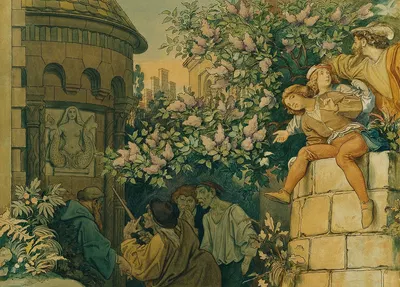 Die schöne Melusine; VI. Die bösen Zungen by Moritz von Schwind, 1869 — digital art print download
