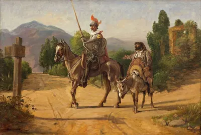 Don Quixote and Sancho Panza at a crossroad by Вильгельм Марстранд — digital art print download