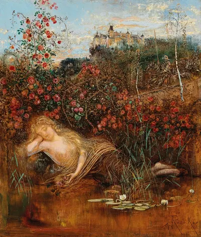 A Kamptal Nymph under a Rose Hedge by Антон Ромако — digital art print download
