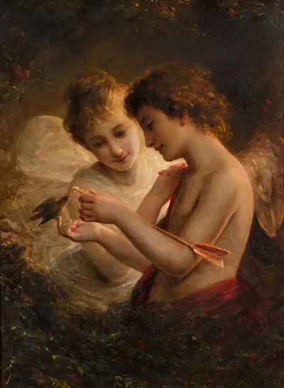 Cupid and Psyche by Август Ридель, 1872 — digital art print download