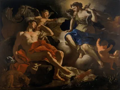 Diana and Endymion by Франческо Солимена — digital art print download