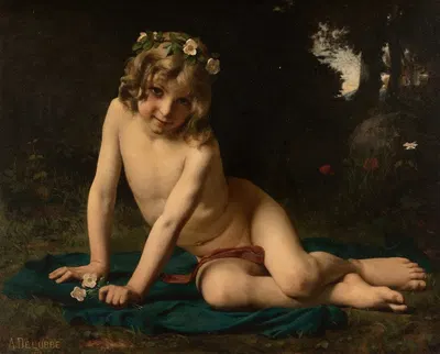 Puck reclining in the forest (A Midsummer Night's Dream) by Франсуа Альфред Делоббе, 1878 — digital art print download
