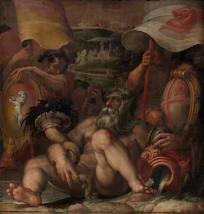 Allegory of Colle val d'Elsa and San Gimignano by Джорджо Вазари, 1563 - 1565 — digital art print download