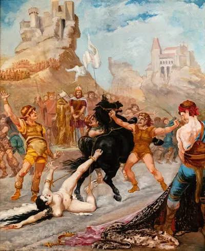 Brunehilde's death by Jean-Baptiste Cariven, 1885 — digital art print download