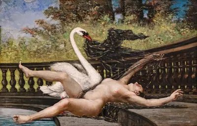 Leda and the Swan by Жан-Батист Каривен, 1887 — digital art print download