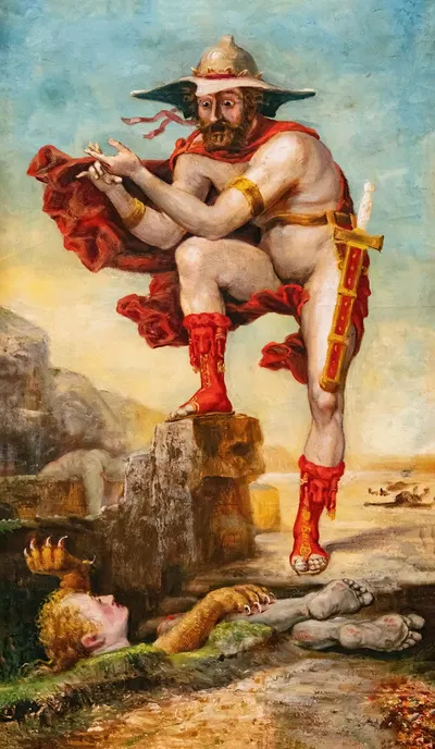 Oedipus and the Sphinx by Жан-Батист Каривен, 1887 — digital art print download
