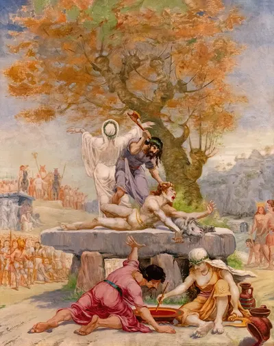 Sacrifice on a dolmen by Жан-Батист Каривен — digital art print download
