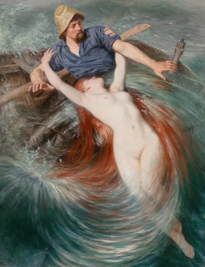 A fisherman engulfed by a siren by Knut Ekwall — digital art print download