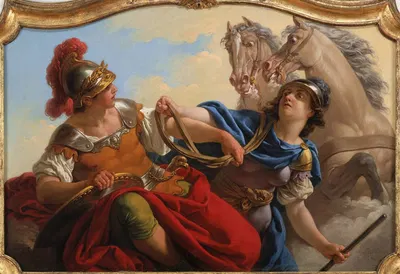 Bellona Presenting the Reins of his Horses to Mars by Louis-Jean-François Lagrenée, 1766 — digital art print download