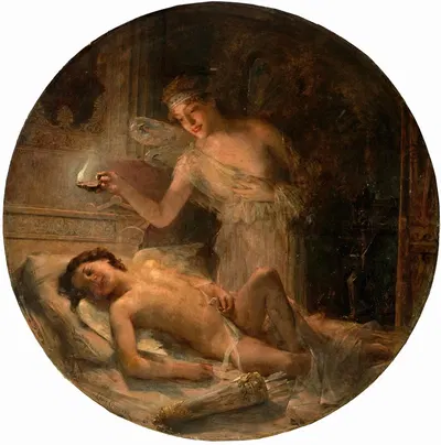 Psyche discovers Cupid by Леон Франсуа Комерр — digital art print download