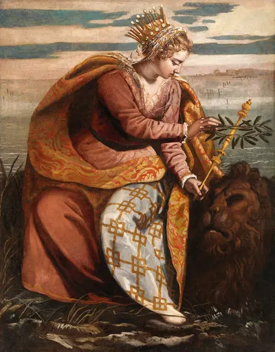 Venice, Queen of the Adriatic, Crowning the Lion of Saint Mark by Domenico Tintoretto — digital art print download