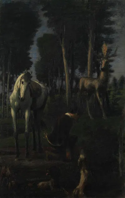 The Three Horsemen II; Saint Hubert by Ханс фон Мареес — digital art print download