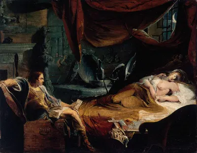 Iachimo Emerging from the Chest in Imogen's Chamber by James Barry, 1788-1792 — digital art print download