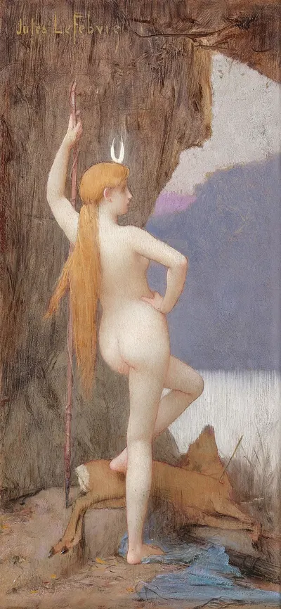 Diana, The Huntress by Jules Joseph Lefebvre — digital art print download