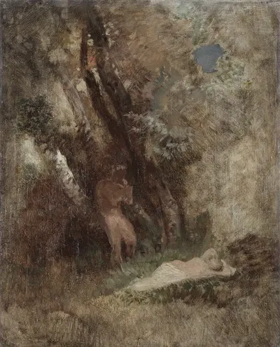 Faun and Nymph in the Woods by Arnold Böcklin — digital art print download