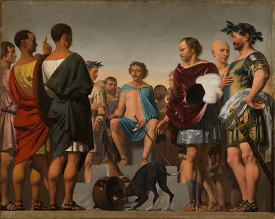 Lycurgus, the Spartan, demonstrates the importance of good education by comparing the behaviour of two dogs by Цезарь Ван…