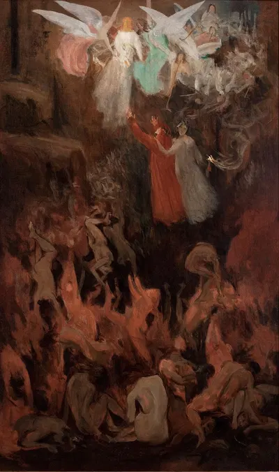 Dante e Virgílio ascendendo ao Paraíso by Элизеу Висконти, 1908 — digital art print download