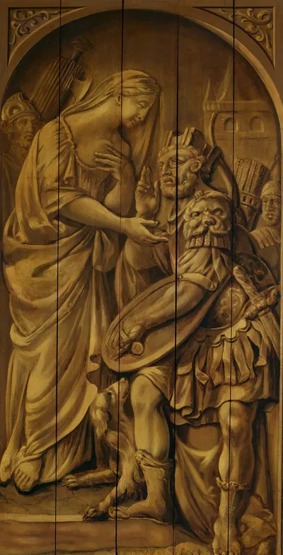 De stad Alkmaar zweert trouw aan de Maagd van Holland by Ромейн Де Хохе, 1694 — digital art print download