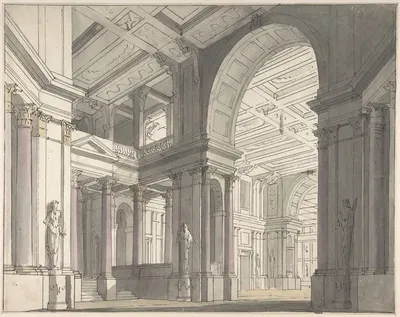 Design for a Stage set Showing the Interior of a Palace by Йозеф Платцер — digital art print download