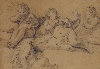 Four Studies of a Nude Child by Joseph Ignace François Parrocel — digital art print download
