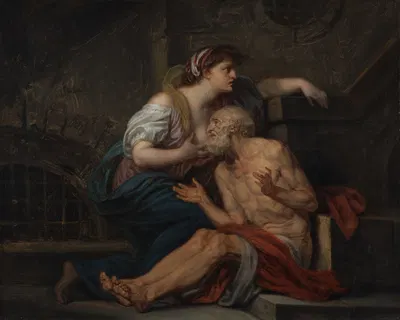 Cimon and Pero; 'Roman Charity' by Жан-Батист Грёз — digital art print download