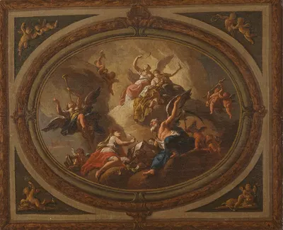 Sketch for an oval ceiling by Louis Laguerre — digital art print download
