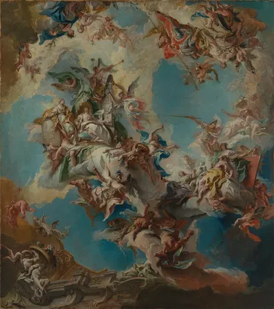 Hochherzigkeit, Freigebigkeit und die Künste by Карло Карлоне, 1749 — digital art print download