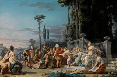 Achilles is recognized among the daughters of Lycomedes by Нёль Алле, 1763 — digital art print download