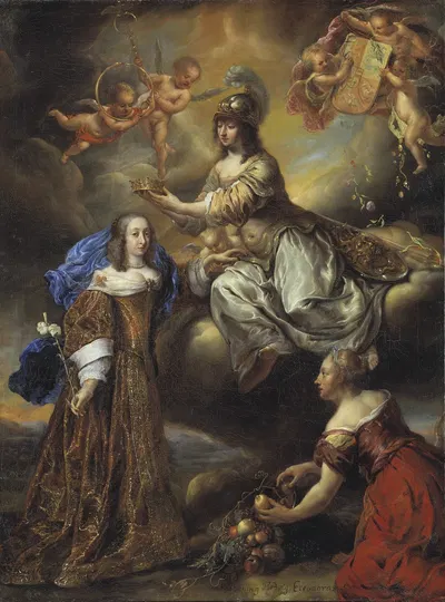 Allegory of Hedvig Eleonora, 1636-1715, crowned by Minerva by Юрген Овенс, 1654 — digital art print download